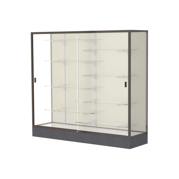 Waddell Display Case Of Ghent Colossus Floor Case, Plaque Back, Dark Bronze Frame, 72"L x 66"H x 20"D 2606-PB-BZ - main